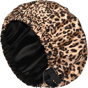 YANIBEST Silk Bonnet Satin Bonnet for Sleeping Women Men, Adjustable Double Layer Hair Bonnet for Curly Braids Reduce Frizz (Large, Coffee Leopard)