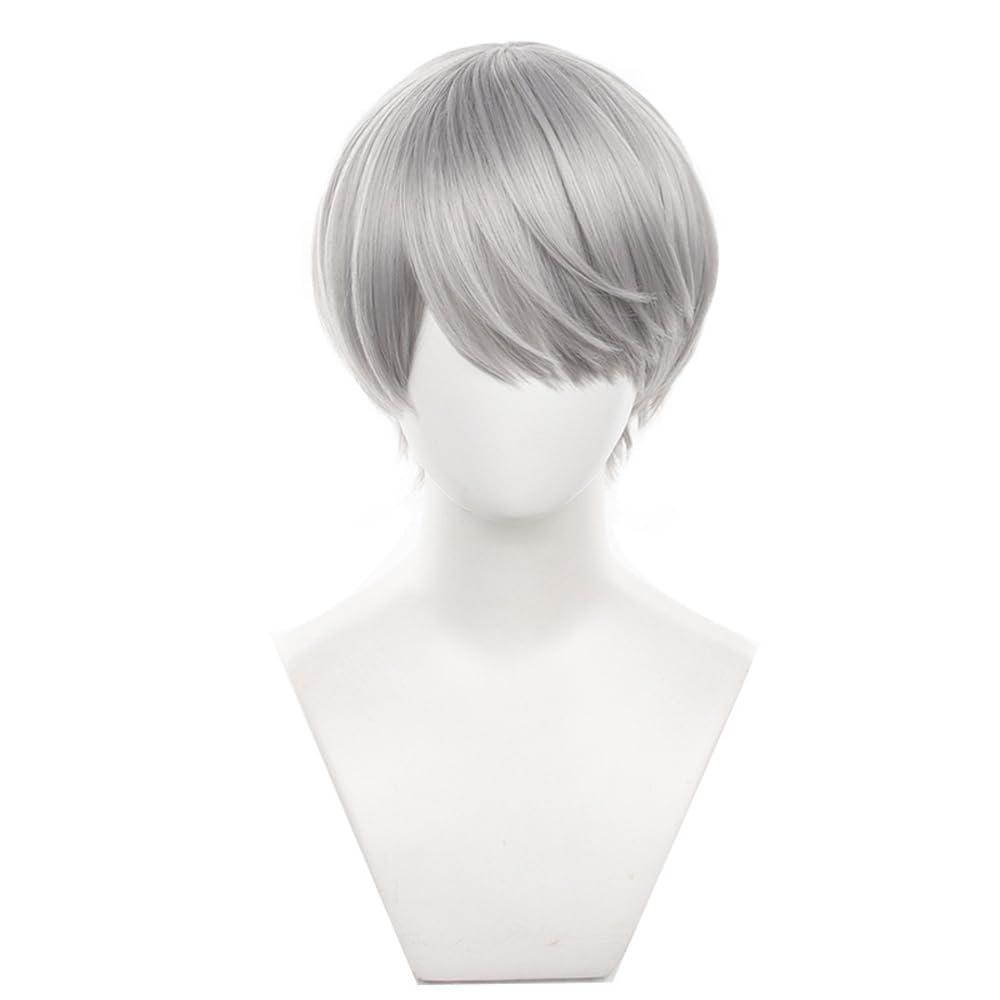 Anime Yu Narukami Wig Gray Bowl-shaped Short Straight Party Hair Halloween Cosplay Props Accessory