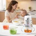 Baby Food Maker with Glass Bowl& 316 Stainless Steel Blades, Baby Food Processor for Infants 6+ Months, BPA-Free One-Step Blender for Homemade Stage 1 2 3 Puree, Dishwasher Safe, Silver