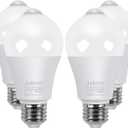 Aukora Motion Sensor Light Bulbs 4-Pack, 12W (100-Watt Equivalent) E26 Motion Activated Dusk to Dawn Security Light Bulb Outdoor/Indoor for Front Door Porch Garage Basement Hallway Closet(Cold White)