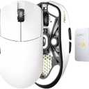 Lamzu Maya X Wireless Gaming Mouse, Ultra Lightweight 47g, Optical Switch, Maximum 30000 DPI, Symmetrical, MCU Nordic 52840, Dust-Proof Encoder, PAW3950 Sensor(Larger Maya) (White)