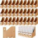 Geyee 50 Pcs Cardboard Magazine Holder Magazine File Holder Magazine Storage Box Document Magazine File Organizer with 50 Pcs Labels for School Office Home Supplies, Brown