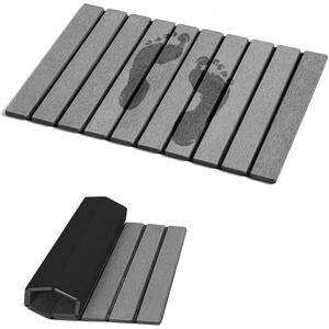 Bath Rug Mat,Diatomaceous Earth Mats,Foldable Stone Bath Rug,23.6 x 15.5 Inch Super Absorbent Quick Drying Diatomaceous Earth Mat for Bathroom,Easy to Store,Easy to Clean,Grey