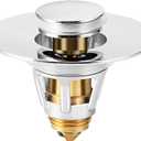 Universal Bathroom Sink Stopper, Basin Pop-up Bathroom Sink Drain Strainer, Bathroom Drain Stopper with Stainless Steel Hair Catcher for 1.1-1.5 Inch Drain(1 PCS, Silver)