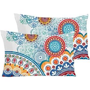 YIYEA Pillow Cases Queen Size Set of 2, Ultra Soft Double Brushed Microfiber Pillowcases Queen, Boho Bed Pillow Covers, Fade Resistant, Easy Slip-On (20"x30")
