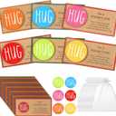 60 Sets Valentines Day Gifts Bulk Wooden Pocket Hug Inspirational Cards and Bags Love Gifts for Family and Friends Valentines Present Exchange Party Favors