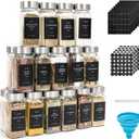 OHHLIHOME 24 Pcs Glass Spice Jars with Label, 4oz Spice Jars with Lids, Seasoning containers Set, Comes with spice bottle caps, Silicone Collapsible Funnel,chalk, for Spice Rack, Cabinet, Drawer