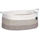 Optish Dog Toy Basket, Toy Box and Bin for Dog Cat Storage, 19.7" X 11" X 7.9" (30L) Large Woven Rope Basket for Blanket Storage, Living Room, Bedroom, White & Brown