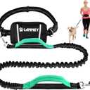 LANNEY Hands Free Dog Leash, Waist Running Leash with Zipper, Walking Pouch for Medium Large Dogs, Dual Handle and Retractable Bungee for Training Jogging Hiking(25-120 lbs, Teal)