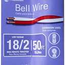 Southwire 18/2 Red/White Bell Wire - Reliable Door Bell Accessory - Flexible Stranded Copper Wire - UV Resistant Wire for Indoor & Outdoor Low Voltage Use - 50'