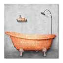 KREATIVE ARTS Canvas Set of 3 Elegant Bathtub Dresser Wash Basin Canvas Print Art Bathroom Pictures Wall Decor Vintage Artwork 12x12inchx3pcs (Orange)