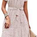 IFFEI Mommy and Me Matching Dresses Womens Summer Boho Floral Dress Ruffle Beach Mini Dress with Belt.3-4Y