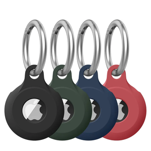 4 Pack for Airtag Holder Case with Keychain, Soft Silicone Airtags Key Ring Cases Cover Tags Chain for Apple Air Tag GPS Item Finders Accessories, for Backpack, Luggages, Pets (4Pack)