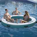 Garvee 8x8 ft Inflatable Floating Dock, Round Inflatable Dock Floating Platform with Mesh Swim Area, Non-Slip EVA Platform and Rope Ladder,Boats, Pool, Lake, Beach, Ocean