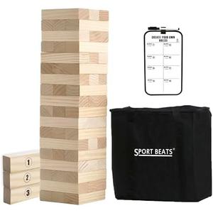 Outdoor Games Large Tower Game 54 Blocks Stacking Game Includes Carry Bag and Scoreboard
