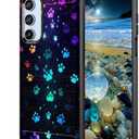 Designed for Samsung Galaxy A17 5G 6.7" 2025 Case,Brushed Texture Soft TPU Slim Fit Protective Phone Cover,Colorful Dog Paw Prints