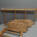 HOMESTEAD 3-Tier Wooden Shelf with Water Hyacinth Woven Baskets – Rattan Shelf Basket, Boho Room Decor, Wooden Book Shelf, Bathroom Storage Shelves, Kitchen, Laundry, Living Room (Natural)