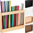 Wooden Straw Holder with Double Sided Adhesive Tape Tumbler Straw Organizer for Cupboard Reusable Tumbler Storage Container for Kitchen Counter(Wood Color)
