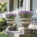 6 Bundles Artificial Flowers for Outdoor, Faux Silk Morning Glory Spring Summer Flowers for Outside Garden Planter Front Porch Yard Patio Window Box & Indoor Table Vase Home DecorPurple