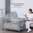 Obee Odee 4 in 1 Baby Bassinet, Pack and Play, Bedside Crib Sleeper, Diaper Changer - Comes with Mattress, Mosquito Net，Bottom Storage and Toy Bar for Newborn to Toddles