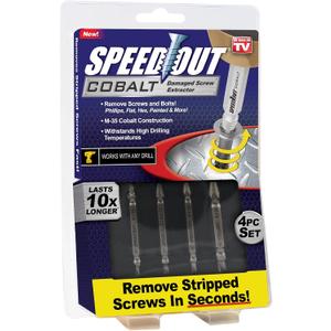 Ontel SpeedOut Cobalt Damaged Screw Extractor Kit, 4 Piece Set