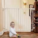 Babelio 29.7-46.5" No Bottom Bar Baby/Dog Gate for Stairs, House and Doorways, Auto Close Safety Pet Gates with Large Walk Thru Door, Hardware Mount, White