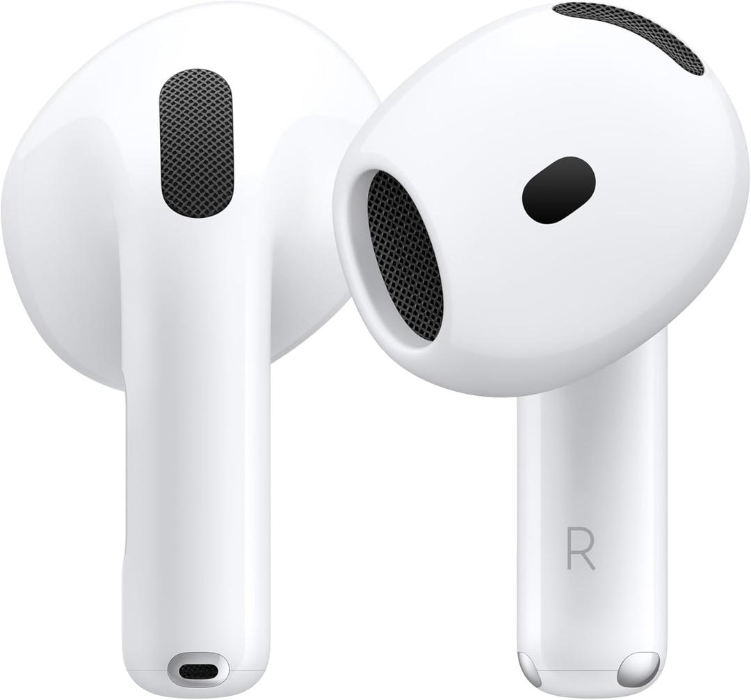 Apple AirPods 4 Wireless Earbuds, Bluetooth Headphones, Personalized Spatial Audio, Sweat and Water Resistant, USB-C Charging Case, H2 Chip, Up to 30 Hours of Battery Life, Effortless Setup for iPhone, Without Active Noise Cancellation