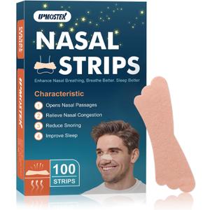 100Pcs Nasal Strips for Snoring, Extra Strength Nose Strips Breathing, Nose Tape for Sports and Sleep, Anti Snoring Strips Help Stop Snoring and Nasal Congestion Relief (Light Brown)