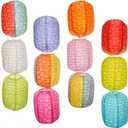 12Pcs Paper Lanterns Chinese Japanese Paper Lanterns Party Decorations Decorative Hanging Oval Paper Lantern 8inch Hollow for Chinese New Year Lunar New Year Decorations 2026 Asian Home Party Decor (Oval-shaped (Without LED, Tassel and Stick))