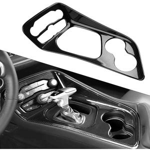 Karltys Gear Shift Panel Trim Cover for 2015-2024 2025+ Dodge Challenger Carbon Fiber Center Console Gear Shift Panel Frame Cover Trim Sticker Dodge Challenger Interior Accessories