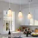 Karyfine Mini Pendant Lights Kitchen Island Beige Marble Glass Lamp Shade Hand Blown Glass Pendant Light with Brush Nickel Finish Adjustable Cord for Kitchen Over Sink Hallway,Dining Room