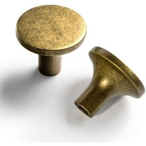 Goo-Ki Antique Brass Cabinet Knobs,1.3 Inch(32mm) Retro Brass Knobs for Dresser,Wardrobe,Cupboard,Vintage Zinc Alloy Kitchen Hardware,6 Pack