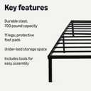 Amazon Basics - Metal Bed Frame, Non-Foldable Platform Bed, Easy Assembly, Full, 54W x 75L in, Black
