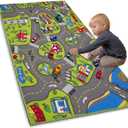 Large Kids Carpet Playmat Rug 52 x 32 with Non-Slip Backing, City Life Play Mat for Playing with Car Toy, Game Area for Baby Toddler Kid Child Educational Learn Road Traffic in Bedroom, Classroom