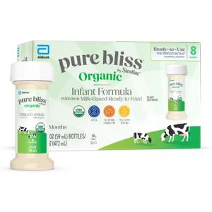 Pure Bliss by Similac Organic Infant Formula, Easy to Digest, USDA-Certified Organic, Ready to Feed, 2-fl-oz Bottle, Pack of 8