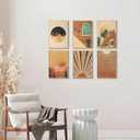 Boho Landscape Canvas Wall Art Abstract Terracotta Sunset Hill Desert Painting Picture Wall Decor Minimalist Geometric Sun Poster Prints Artwork for Living Room Bedroom Home Decoration 12x16in