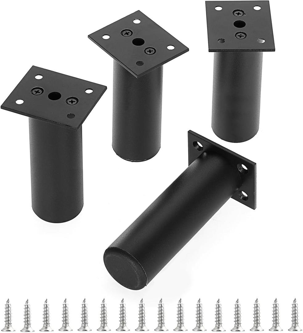Sumnacon 4PCS Aluminium Alloy Furniture Legs - Round Adjustable Sofa Legs Furniture Cabinet Legs,6Inch Funiture Feet for Cabinet Desk Table Chair Sofa Bed,Black (6 Inch/15cm Height, Black)