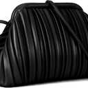 GLITZALL Clutch Purse and Dumpling Bag for Women,Designer Cloud Handbag and Ruched Bag with Detachable Shoulder Strap (Black)