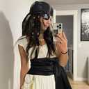 AWAYTR Pirate Costume Accessories Set for Men and Women, Comes with Head Scarf, Necklace, Sash Belt, Eye mask (Black)