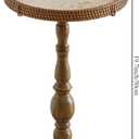 Small Round Metal Side Table, Lightweight Antique Accent Table,Retro Round Drink Table,Small Pedestal Table for Living Room, Bedroom, Corners (1, Rattan), 12.6" x 12.6" x 20.5"