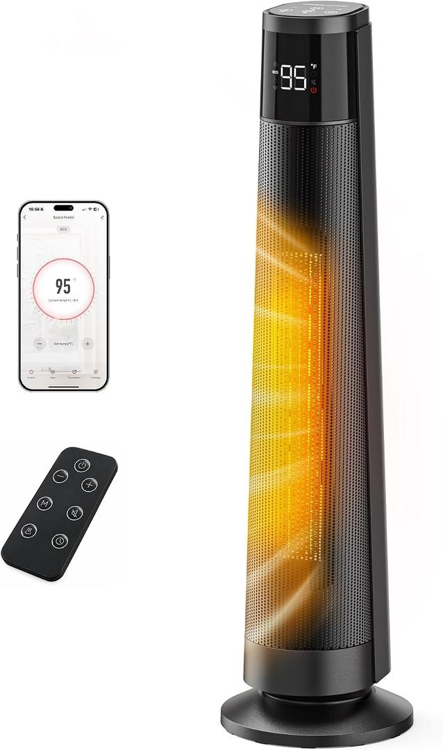 FLANUR PTC Ceramic Space Heaters for Indoor Use, 1500W WiFi Electric Heater