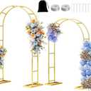 Metal Garden Arch Trellis Arbor Set of 2, 7.2FT+6FT Wedding Arch Stand with Steel Frame, Metal Pergola Arbor with Base for Decor Valentines Day Garden Trellis Climbing Plant, Bridal Party Ceremony (Bright Gold)