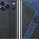 for iPhone 17 Pro Wallet Case,PU Leather Flip Case RFID Blocking Credit Card Holder Folio Magnetic Stand TPU Shockproof Cover Compatible with iPhone 17 Pro, Black Blue