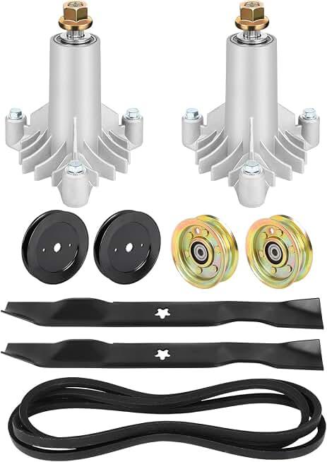 Deck Rebuild kit Replacement Part Number Spindle 130794 532130794 Belt 531300766 Blade 127843 Idler Pulley 532131494 173437 for Husqvarna YTH1542XP Craftsman LT1000 Jonsered LT15 Mandrel Assembly