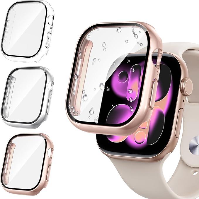 Tensea [3PCS for Apple Watch Screen Protector Case Series 11/10 42mm Accessories, iWatch Protective Face Cover for Women Men, Tempered Glass Film Hard Bumper for iPhone Watch 42 mm