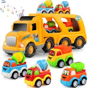 Nicmore Construction Truck Toddler Toys Car: Toys for 2 3 4 Year Old Boy 5 in 1 Carrier Toys for Kids Age 2-3 2-4 | 18 Months 2 Year Old Boy Christmas Birthday Gifts