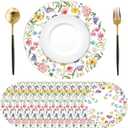 Tarklanda 50 Pcs Floral Placemats Disposable 13.4 Inch Round Paper Placemat Spring Wildflower Decorative Table Mats for Kitchen Dinner Wedding Anniversary Bridal Shower Birthday Party Supplies