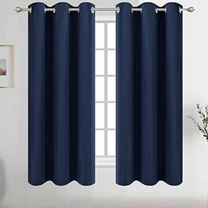 Diraysid Navy Blue Grommet Blackout Curtains for Bedroom Thermal Insulated Room Darkening Curtains Drapes, 42 x 54 inch, 2 Panels