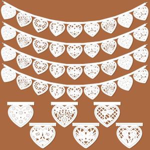 6 Pack White Papel Picado Mexican Wedding Cielito Lindo Party Decoration, 6 Patterns/ 90ft Paper Flag Designs Papel Picado Banner for Wedding Mexico Birthday Party Decor Supplies