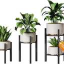 3 Pack Plant Stand Indoor Adjustable, Metal Modern Indoor Plant Stand, Heavy Duty Single Plant Stands Outdoor Corner, Stable Plant Holder Indoor Stand, Fits 8 to 12 Inches Pots, Black